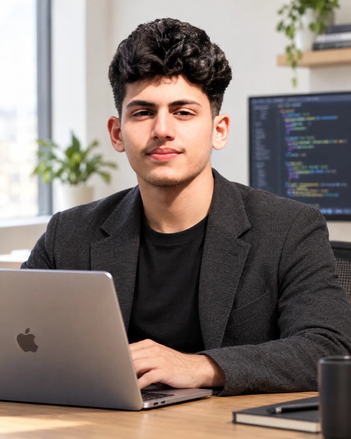 Arhum Abdullah working at his desk